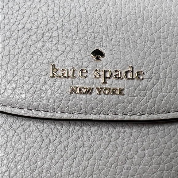 Kate Spade Light Gray Leila Mini Flap Crossbody Leather NWOT $239 Retail - Picture 8 of 17
